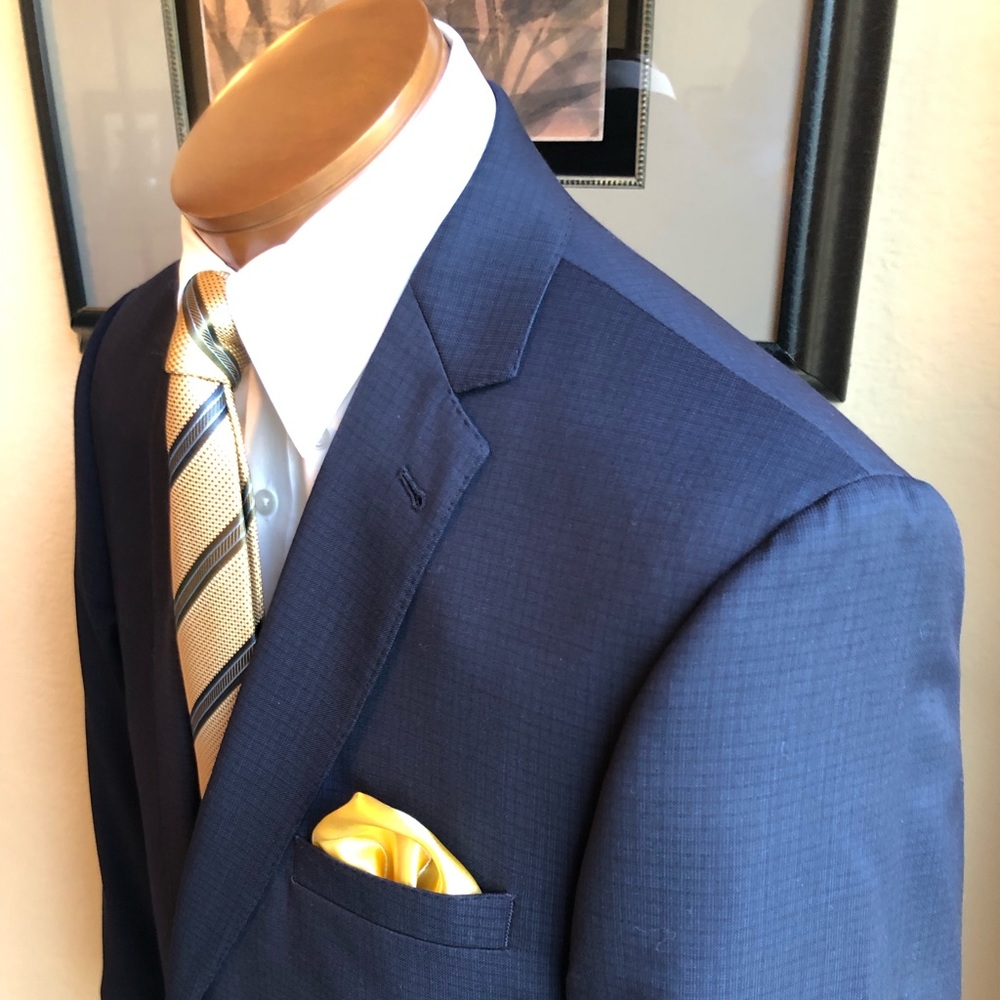 Joseph Jos.A. Bank All Wool Navy Mini-Check Weave Jacket 43L